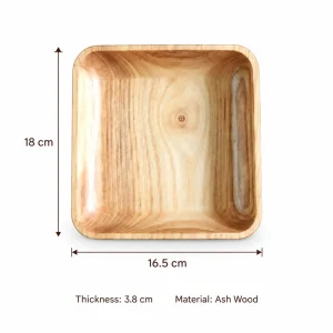 Deep Ash Wood Tray dimensions 18 by 16.5 cm and 3.8 cm thick