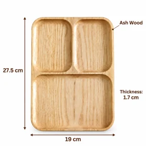 Three Section Ash Tray – Ash Wood 1 Three Section Ash Tray overall dimensions 27.5 × 19 × 1.7 cm in ash wood