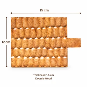 Textured Wood Coaster – Doussie Wood 1 Textured Wood Coaster overall dimensions 15 × 12 × 1.5 cm in doussie wood