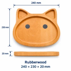 Rubberwood Cat Tray 24 x 23 cm, 240 × 230 × 20 mm, Rubberwood