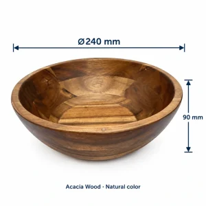 Acacia Serving Bowl dimensions: 240 mm diameter and 90 mm height