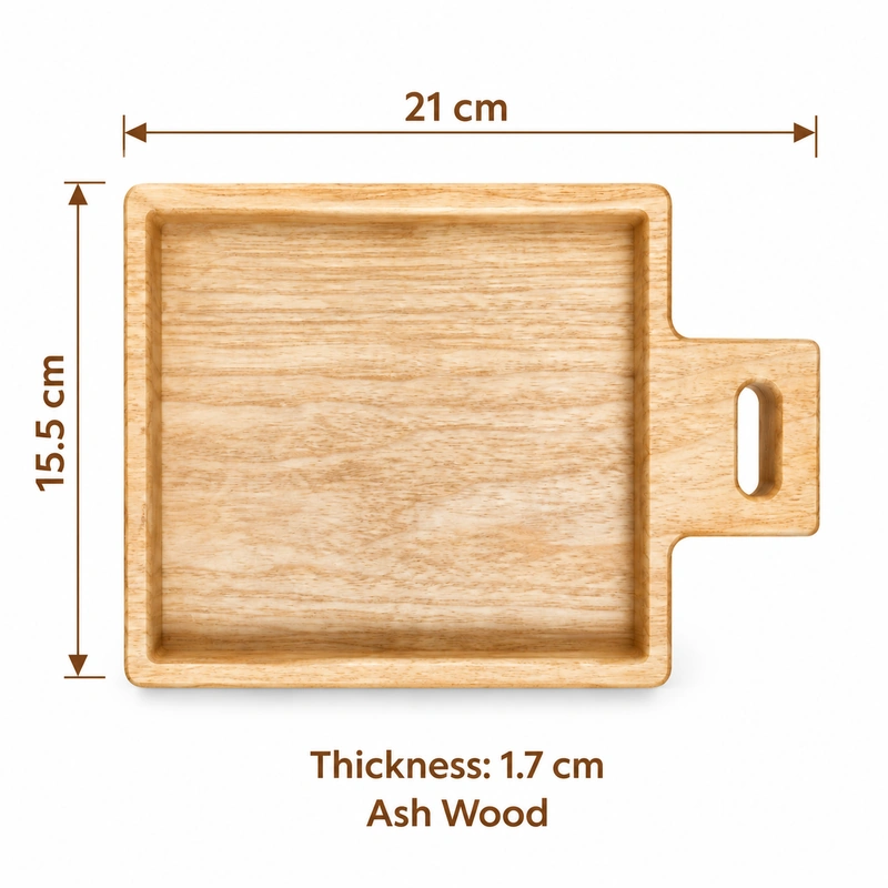 Square Handle Ash Tray overall dimensions 21 × 15.5 × 1.7 cm in ash wood Square Handle Ash Tray overall dimensions 21 × 15.5 × 1.7 cm in ash wood
