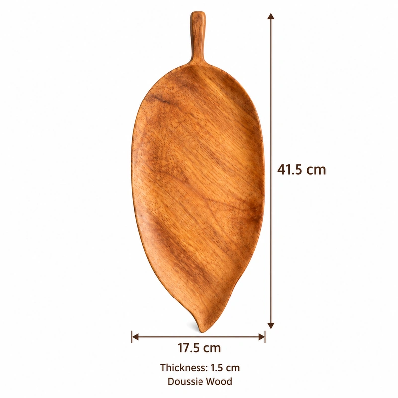 Smooth Leaf Wood Tray overall dimensions 41.5 × 17.5 × 1.5 cm in doussie wood Smooth Leaf Wood Tray overall dimensions 41.5 × 17.5 × 1.5 cm in doussie wood