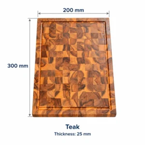 Teak End Grain Board 30 x 20 cm, 300 × 200 × 25 mm, Teak