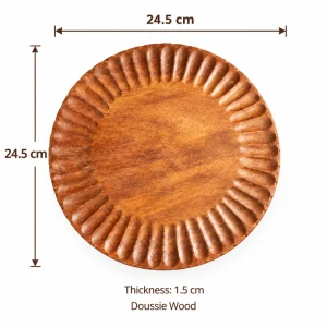 Sunburst Doussie Wood Tray overall dimensions 24.5 × 24.5 × 1.5 cm in doussie wood