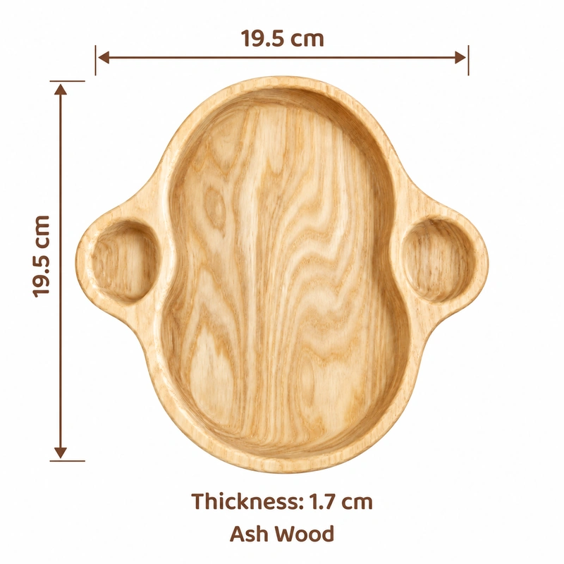 Monkey Ash Wood Tray overall dimensions 19.5 × 19.5 × 1.7 cm in ash wood Monkey Ash Wood Tray overall dimensions 19.5 × 19.5 × 1.7 cm in ash wood