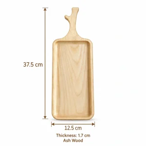 Slim Branch Handle Tray – Ash Wood 1 Slim Branch Handle Tray overall dimensions 37.5 × 12.5 × 1.7 cm in ash wood