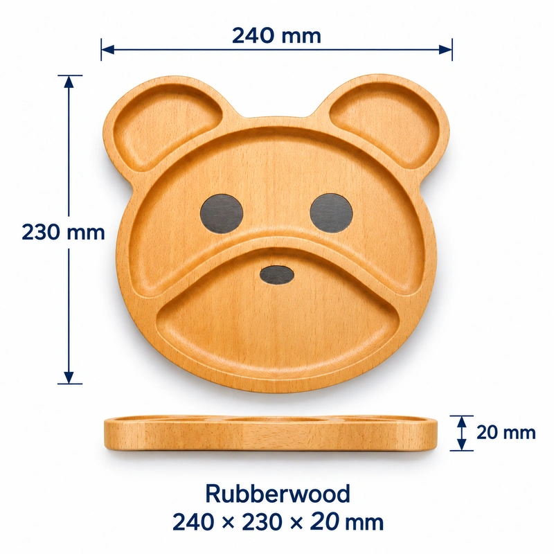 Rubberwood Bear Tray 24 x 23 cm, 240 × 230 × 20 mm, Rubberwood Rubberwood Bear Tray 24 x 23 cm, 240 × 230 × 20 mm, Rubberwood