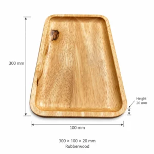 Rubberwood Narrow Tray 30 x 10 cm dimensions 300 × 100 × 20 mm and Rubberwood material