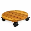 Rolling Pot Mover Plant Caddy With Wheels 7 Round acacia rolling pot mover with locking wheels on a white background