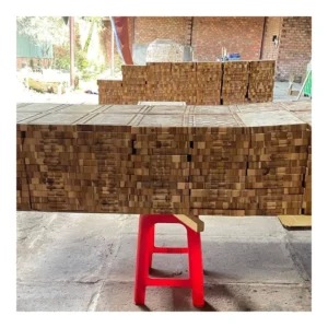 Wooden kitchenware batches at the factory