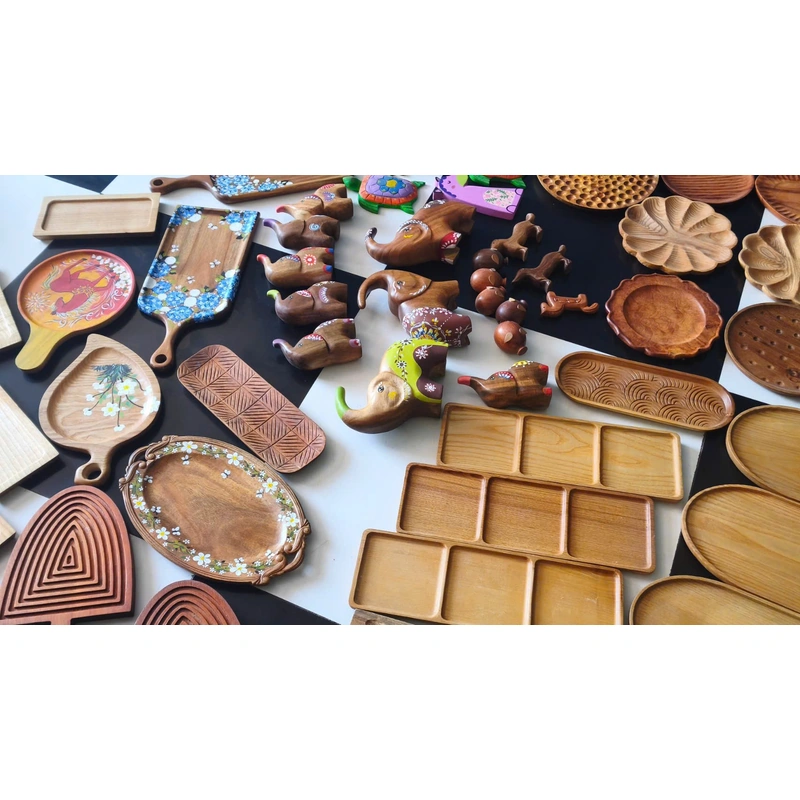 Carved wooden trays in the factory collection Carved wooden trays in the factory collection
