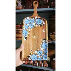 Floral rectangular paddle tray from the factory collection