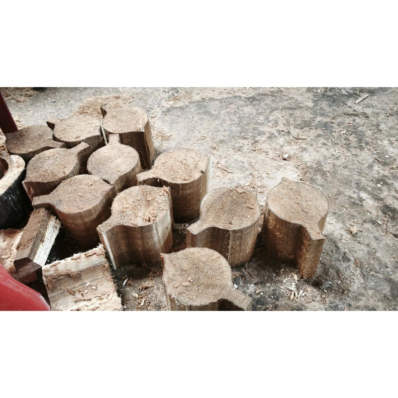 Shaped wooden trays awaiting further processing at the factory Shaped wooden trays awaiting further processing at the factory