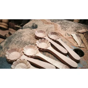 Round Ash Wood Scoop with Handle 5 Handled wooden bowl blanks awaiting further processing