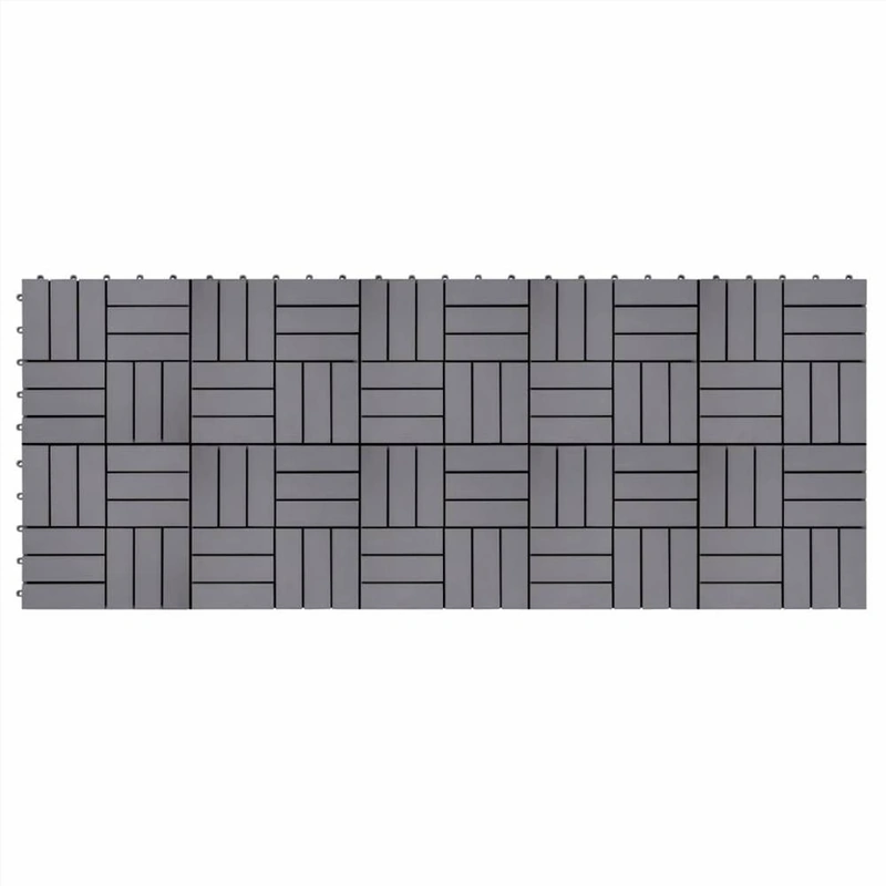 Layout illustration of connected grey 12-slat decking modules Layout illustration of connected grey 12-slat decking modules