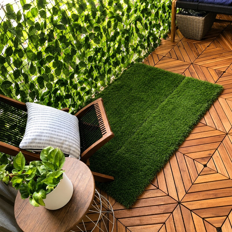 Close view of natural gold diagonal wooden deck tile pattern Close view of natural gold diagonal wooden deck tile pattern