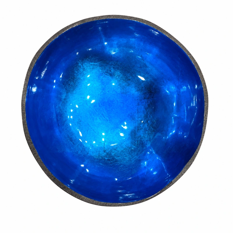 Blue Metallic Lacquer Coconut Bowl blue metallic lacquer coconut bowl product view