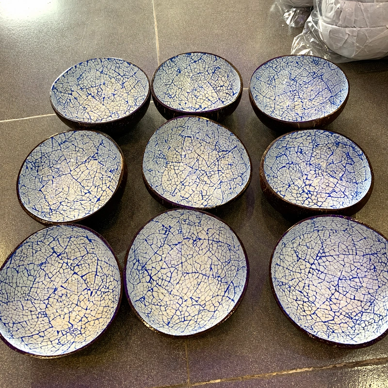 An angled group view of the blue crackle finish and dark shell rims.