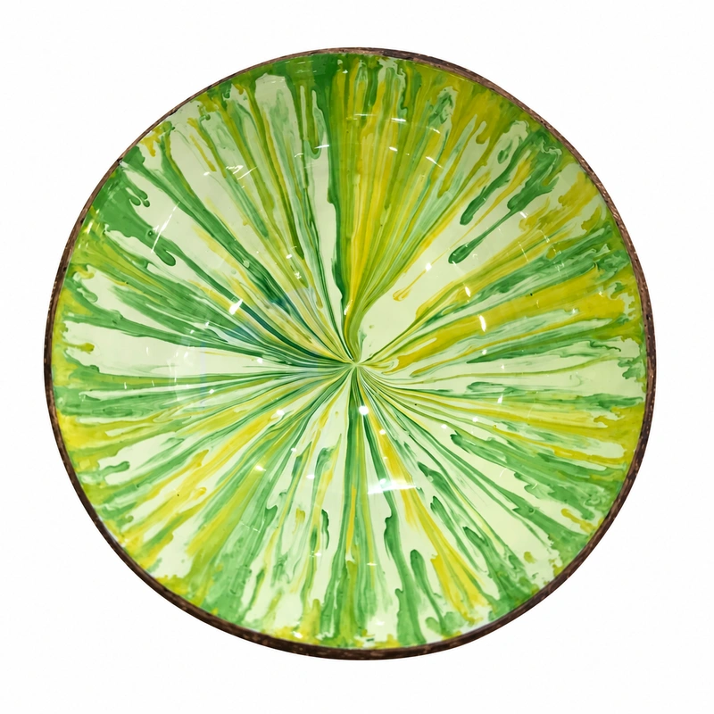 Green Radial Lacquer Coconut Bowl green radial lacquer coconut bowl product view