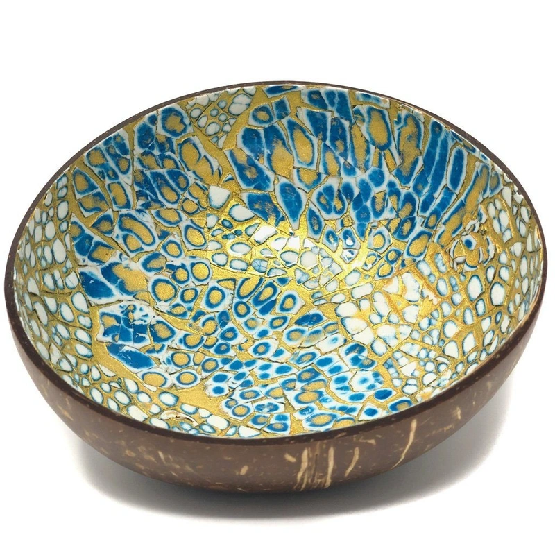 Green Feather Effect Lacquer Coconut Bowl 4 Green Feather Effect Lacquer Coconut Bowl product family reference photograph