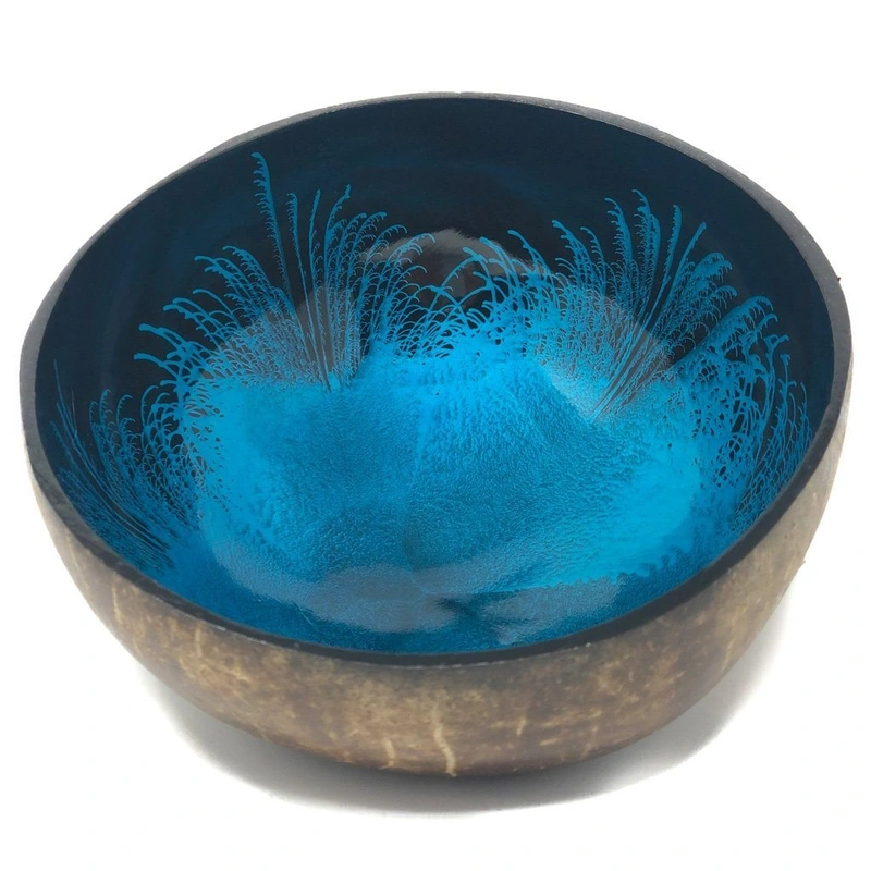 Blue Feather Effect Lacquer Coconut Bowl product family reference photograph