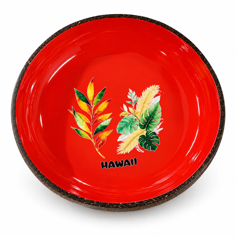 Red Tropical Leaf Coconut Bowl red tropical leaf coconut bowl product view