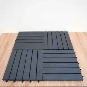 Acacia Decking Tile for Balcony of installation 1 Acacia decking tile modules connected in an alternating four-tile pattern