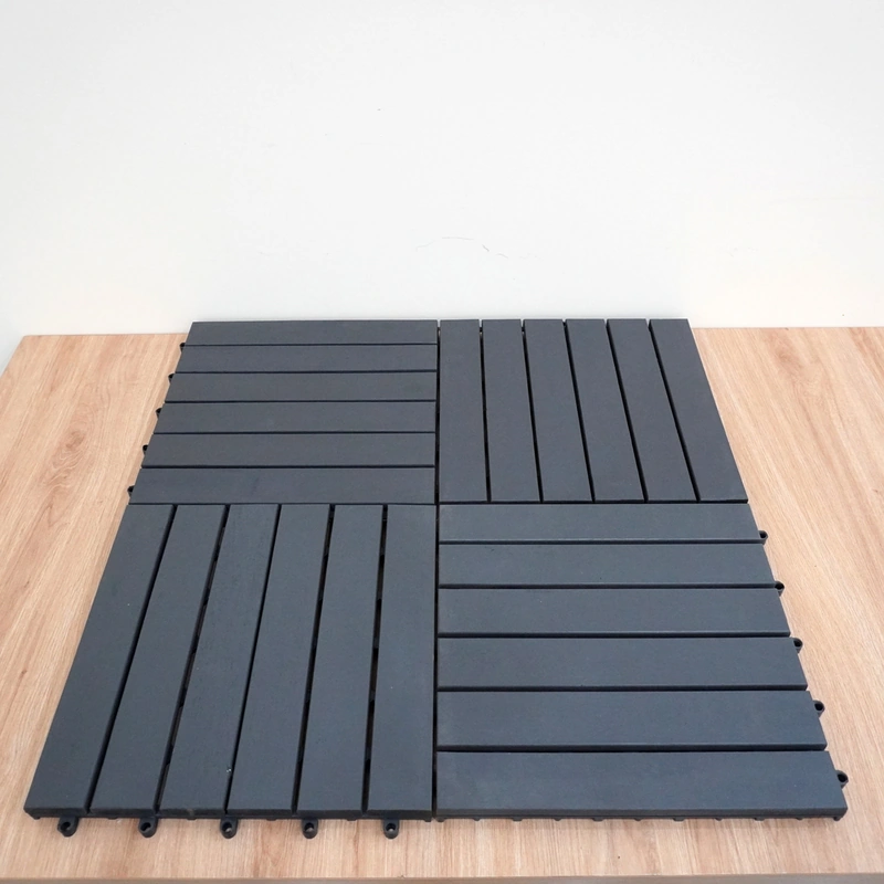 Acacia Decking Tile for Balcony of installation 5 Acacia decking tile modules connected in an alternating four-tile pattern