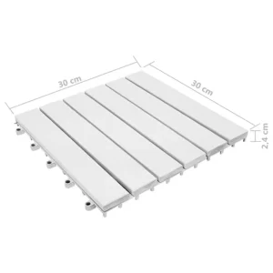 Snow-white six-slat tile measuring 30 by 30 by 2.4 cm