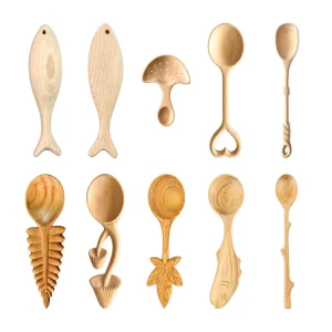 Wooden utensil collection 15 with 10 crafted tableware selections