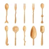 Wooden utensil collection 6 with ten spoon, fork, sunflower strainer and scoop designs