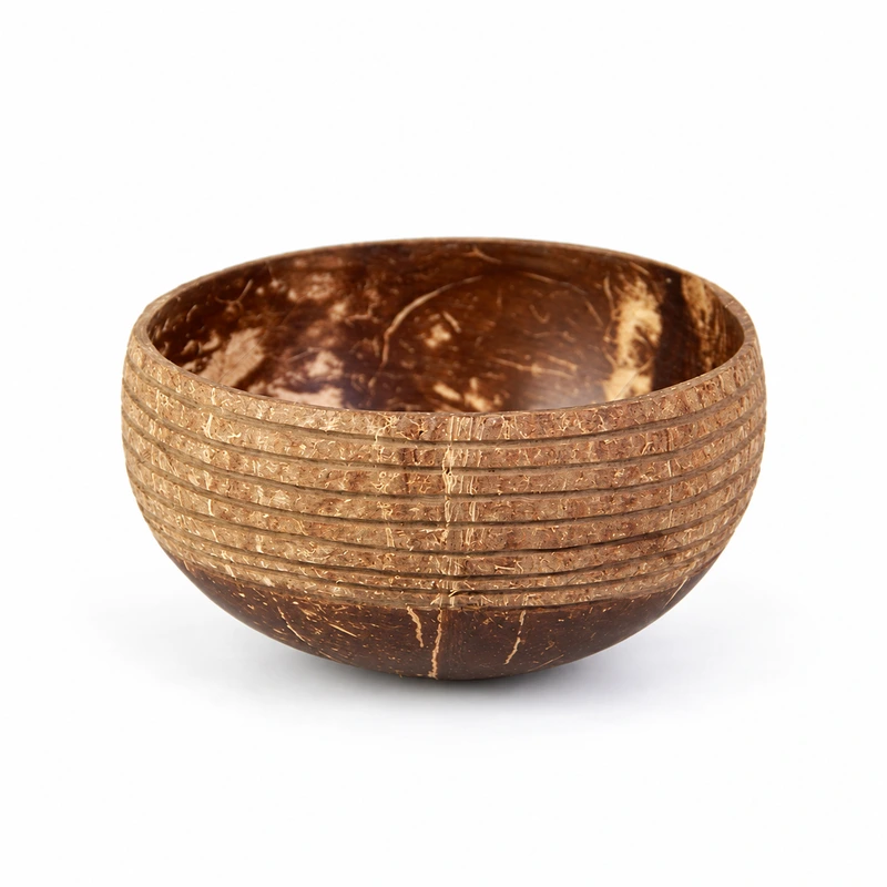 Stripe Carved Natural Coconut Bowl stripe carved natural coconut bowl product view