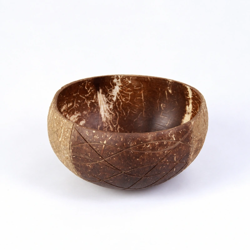 Two Tone Carved Natural Coconut Bowl Two Tone Carved Natural Coconut Bowl additional product view