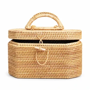 lidded rattan basket handbag cover