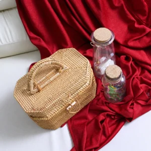 Lidded Rattan Basket Handbag | 27 cm 2 lidded rattan basket handbag product detail