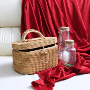 Lidded Rattan Basket Handbag | 27 cm 3 lidded rattan basket handbag product detail