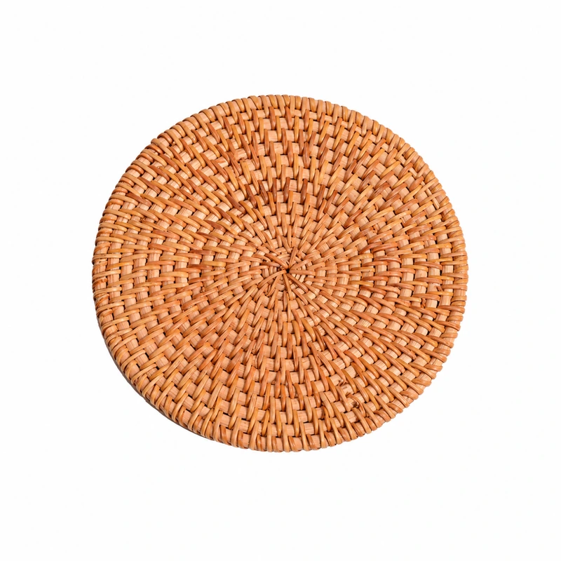 Plain rattan coaster weave detail Plain rattan coaster weave detail