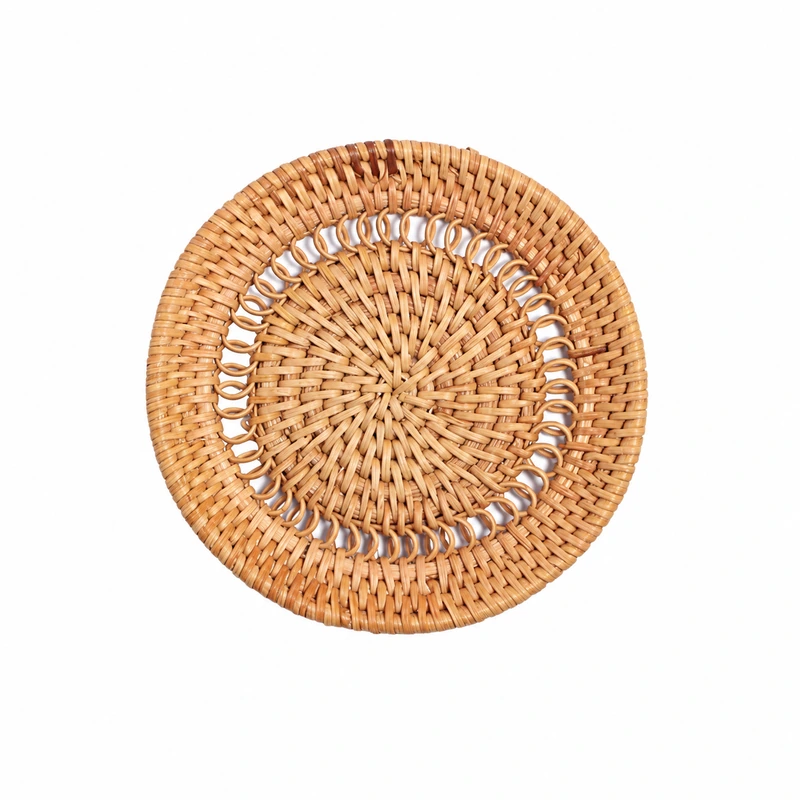 Floral openwork rattan coaster Floral openwork rattan coaster