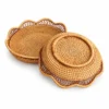 Scalloped Rattan Tray | 2 Handwoven Sizes 6 Scalloped rattan tray front and underside on white