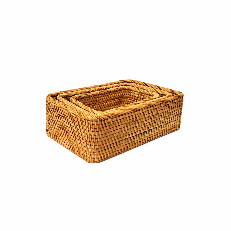 Nested rectangular storage baskets on white Nested rectangular storage baskets on white