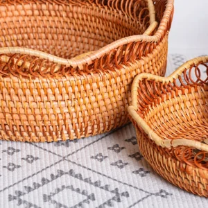 Decorative Rattan Fruit Basket | 3 Sizes 4 Detail of handwoven basket sides and rims