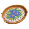 Floral Rattan Tray | 2 Colour Designs 9 floral rattan tray on a white background