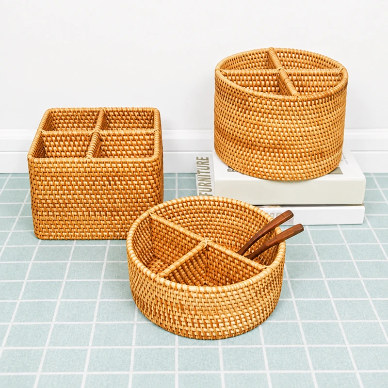 Rattan Cutlery Caddy | 4 Handwoven Styles 9 rattan cutlery caddy construction detail