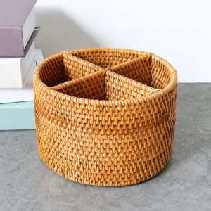 Rattan Cutlery Caddy | 4 Handwoven Styles 2 rattan cutlery caddy design and weaving view 3