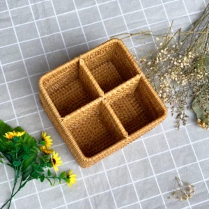 Rattan Cutlery Caddy | 4 Handwoven Styles 6 rattan cutlery caddy design and weaving view 8