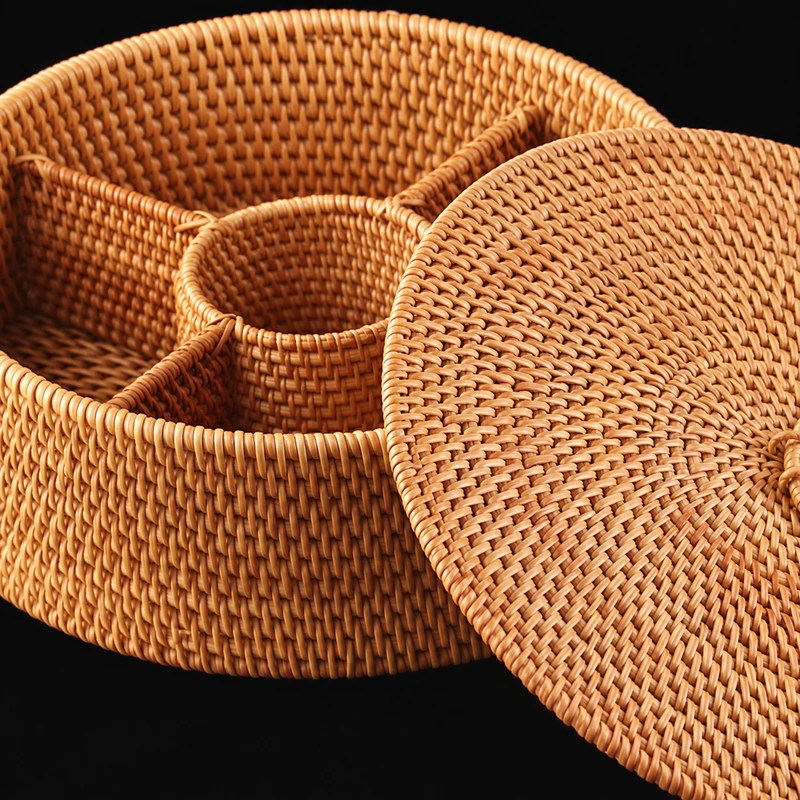Round Divided Rattan Box | 2 Sizes 2 round divided rattan box construction detail