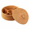Round Divided Rattan Box | 2 Sizes 10 round divided rattan box on a white background
