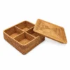 Square Divided Rattan Box | 27 cm 3 square divided rattan box on a white background