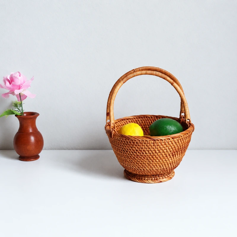 Rattan Fruit Basket with Handle | 2 Sizes 1 rattan fruit basket with handle product photograph